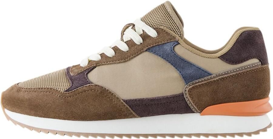 Next Heren Kleurrijke sneakers met suède rand Bruin
