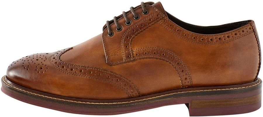 Next Heren Leren brogues met contrasterende zool Bruin