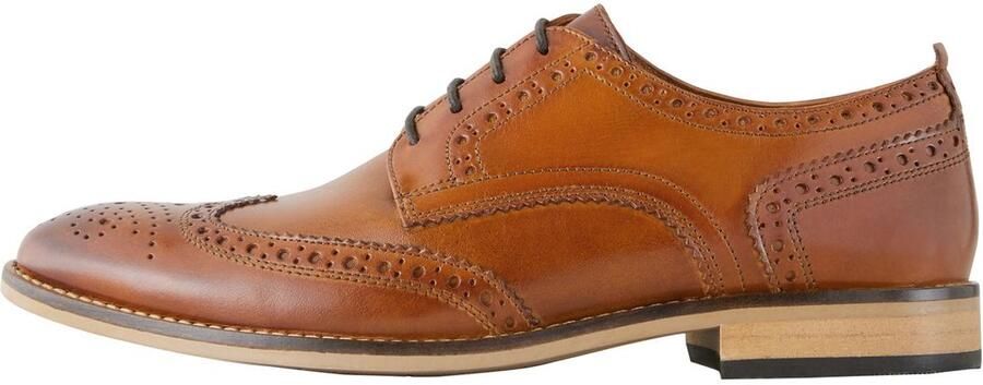 Next Heren Leren brogues met contrasterende zool Bruin