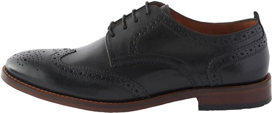 Next Heren Leren brogues met contrasterende zool en brede pasvorm Zwart