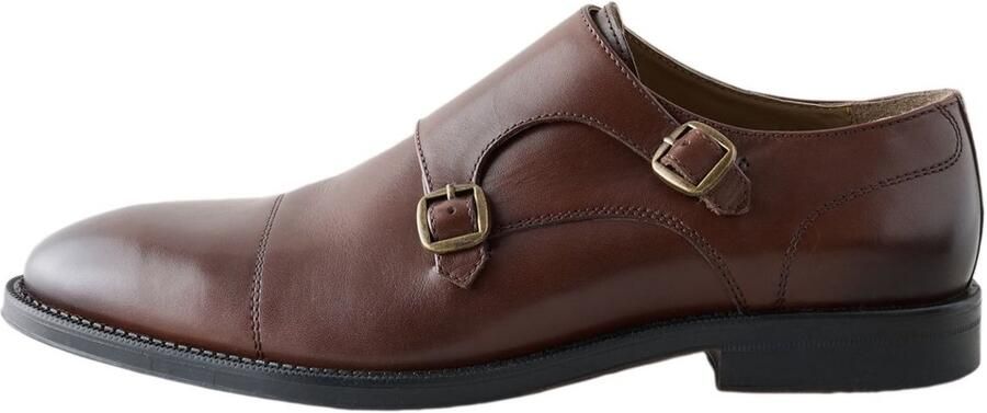 Next Heren Leren sandaalschoenen met dubbele bandjes Bruin