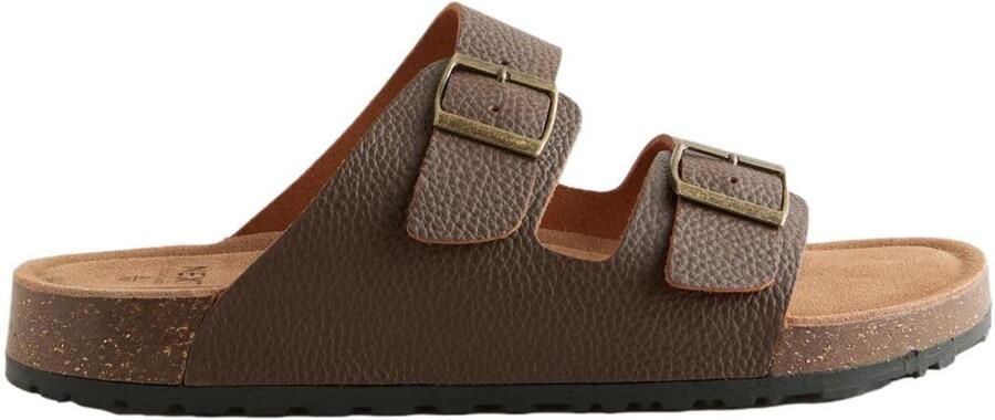 Next Heren Leren sandalen met twee gespen Bruin