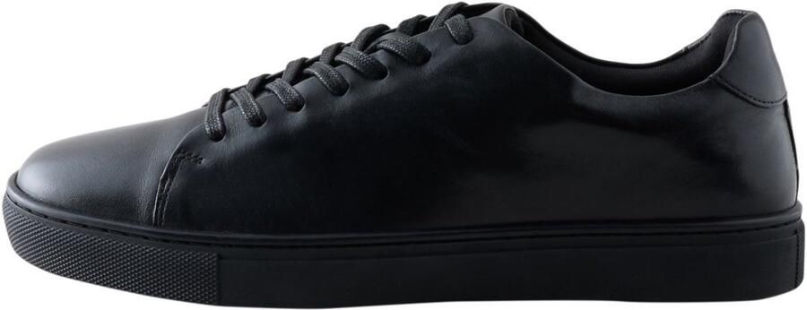 Next Heren Leren smart casual sneakers met brede pasvorm Zwart