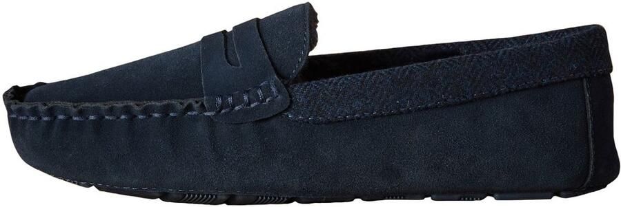 Next Heren Signature suède mocassinpantoffels met rand Blauw
