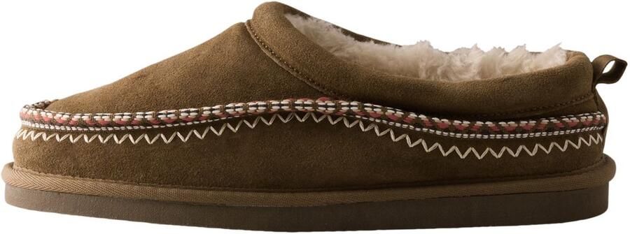Next Heren Signature suède pantoffels met bies Bruin