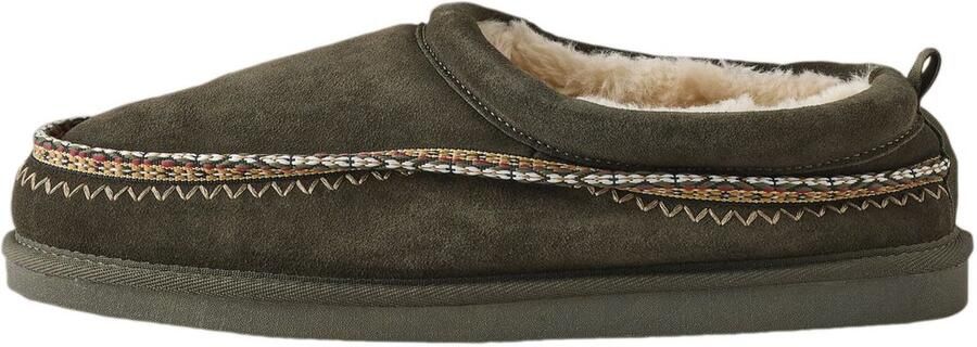 Next Heren Signature suède pantoffels met bies Groen