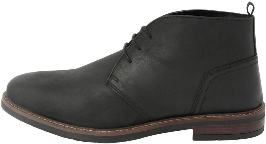 Next Heren Waxy leren Chukka-laarzen Zwart