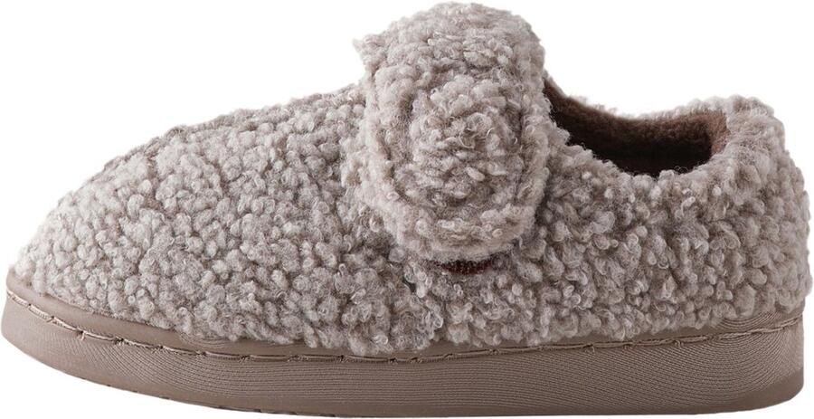 Next Jongens Gevoerde warme pantoffels met voetbed en klittenbandsluiting Crème