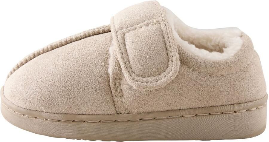 Next Jongens Gevoerde warme pantoffels met voetbed en klittenbandsluiting Crème