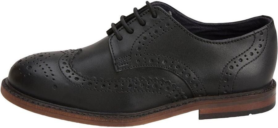 Next Jongens Leren brogues met vetersluiting brede pasvorm (G) Zwart