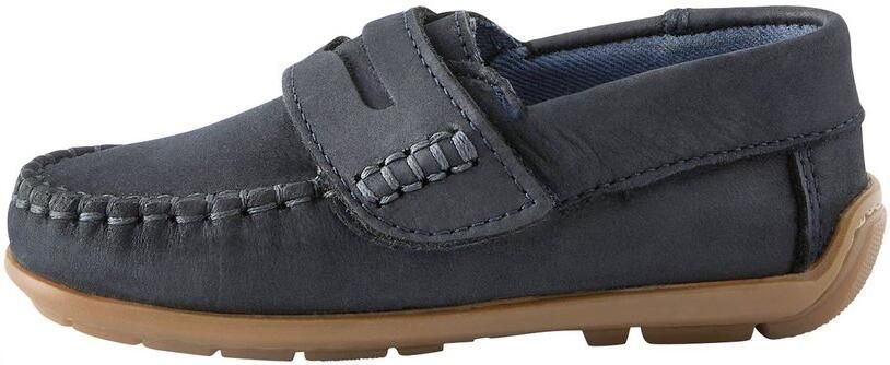 Next Jongens Leren instappers met drukknopen brede pasvorm (G) Blauw