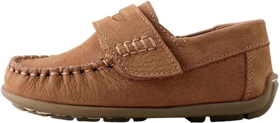 Next Jongens Leren pennyloafers met klittenbandsluiting Bruin