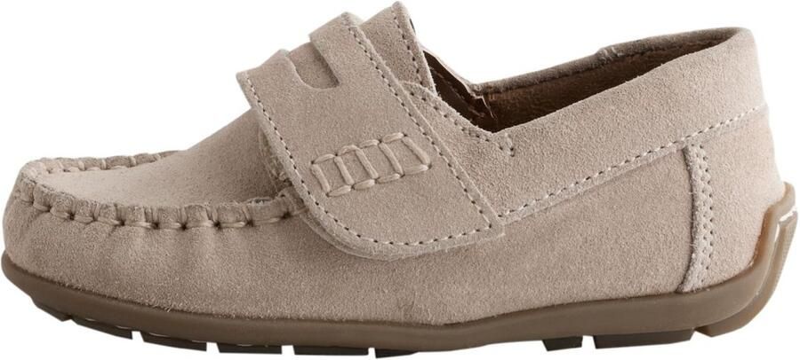 Next Jongens Leren pennyloafers met klittenbandsluiting Naturel