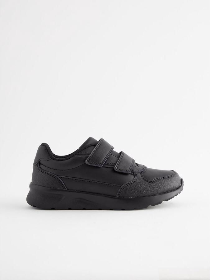 Next Jongens Leren schoolschoenen met klittenbandsluiting en brede pasvorm (G) Zwart