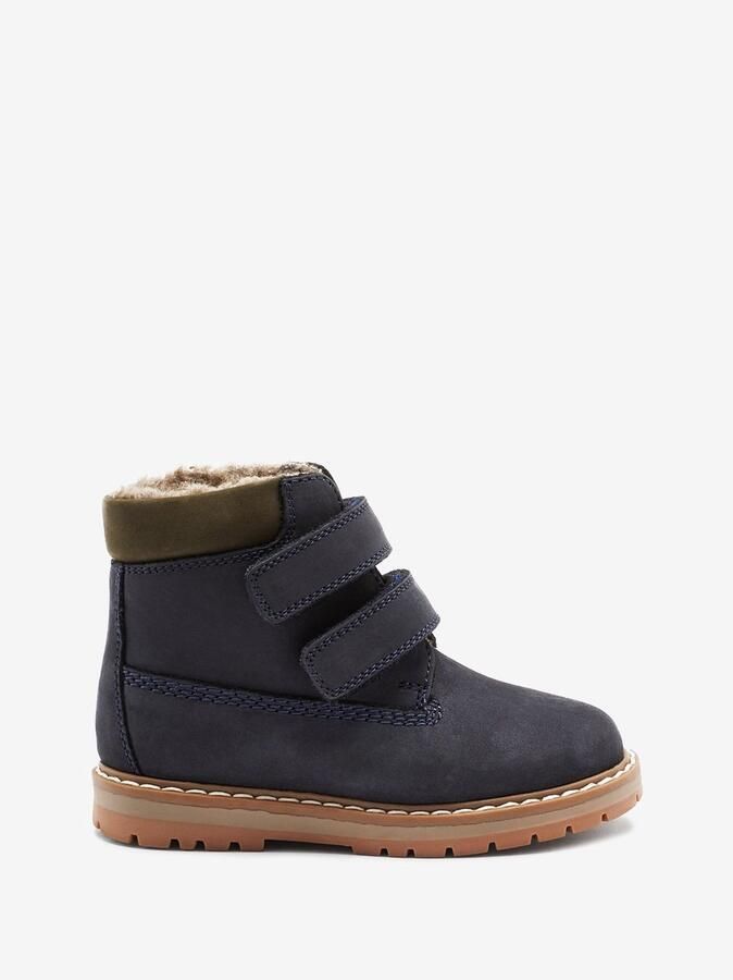 Next Jongens Leren thermische Thinsulate-gevoerde werklaarzen met klittenbandsluiting Blauw