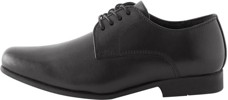 Next Jongens Leren veterschoenen voor school met brede pasvorm (G) Zwart