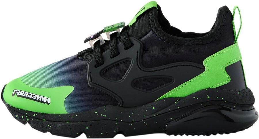Next Jongens Minecraft elastische veterschoenen met brede pasvorm (G) Zwart