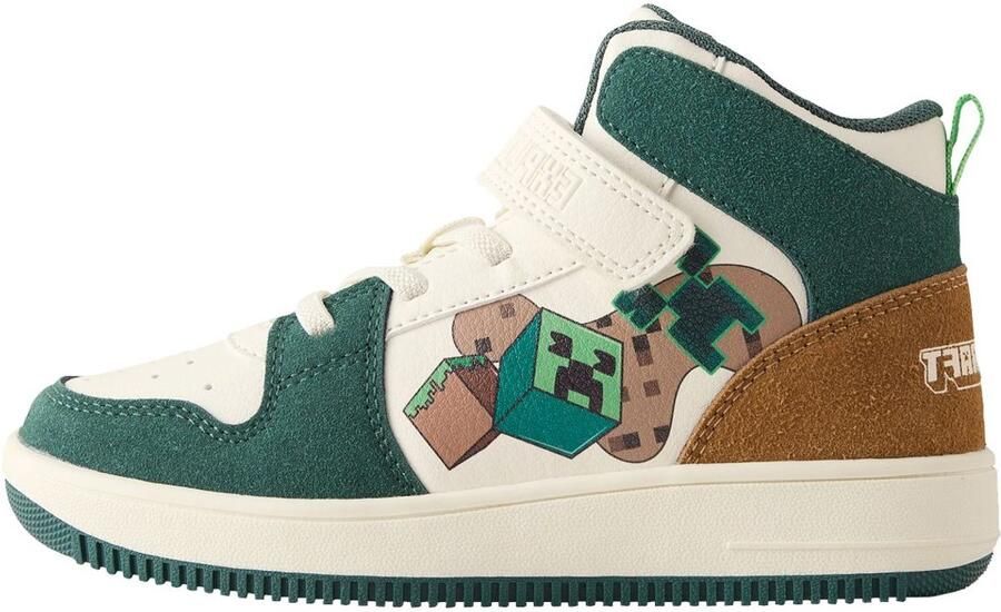 Next Jongens Minecraft hoge sneakers met klittenbandsluiting en elastische veters Groen