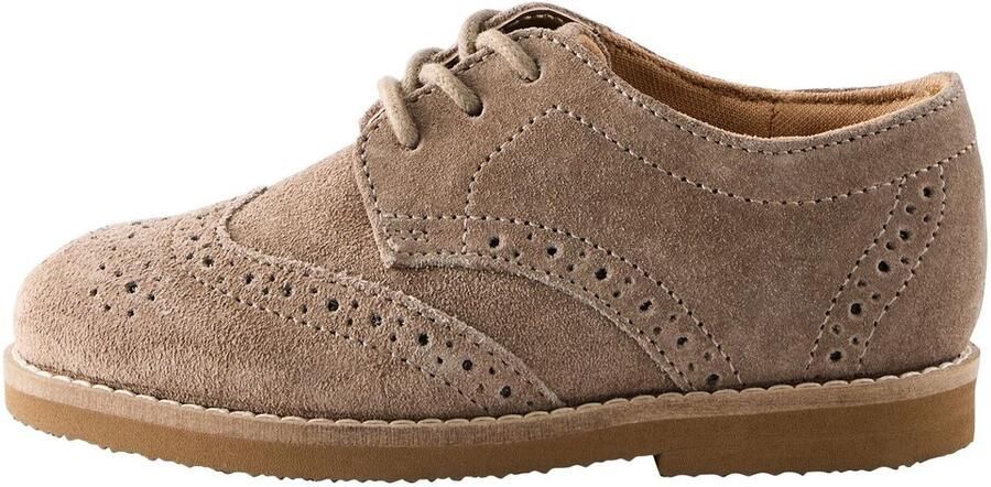 Next Jongens Modieuze leren brogueschoenen met brede pasvorm (G) Naturel