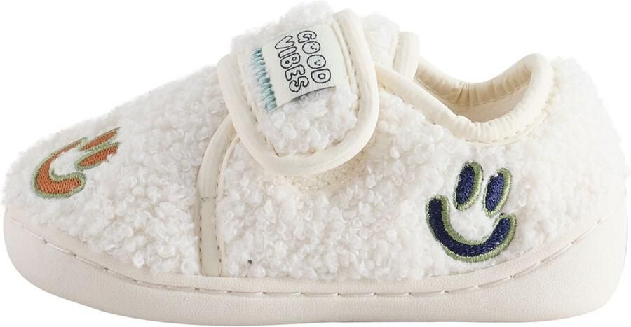 Next Jongens Pantoffels met klittenbandsluiting en voetbed Crème