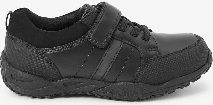 Next Jongens Schoolschoenen van leer met elastische veters en extra brede pasvorm (H) Zwart