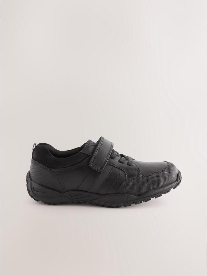 Next Jongens Schoolschoenen van leer met elastische veters Zwart
