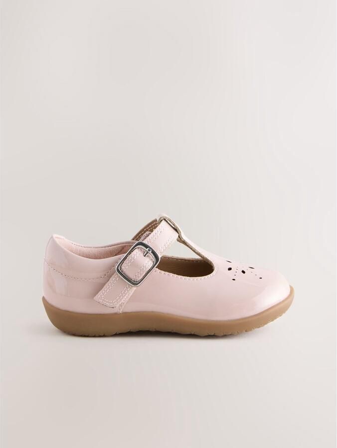 Next Meisjes First Walker schoenen met T-bandje en klittenbandsluiting brede pasvorm (G) Roze