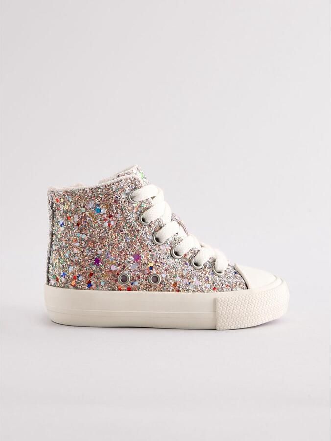 Next Meisjes Hoge sneakers met brede pasvorm (G) Metallic