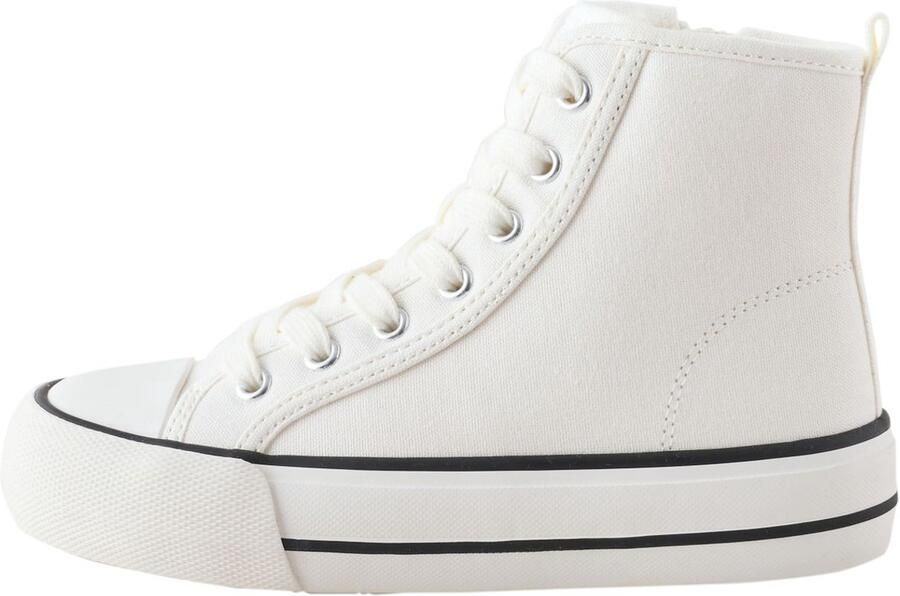 Next Meisjes Hoge vetersneakers met brede pasvorm (G) Wit