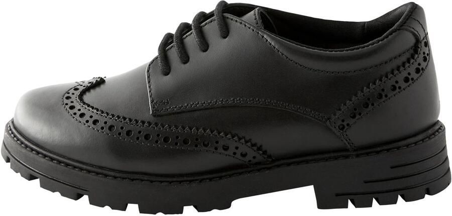 Next Meisjes Leren brogues voor school met grove vetersluiting en brede pasvorm (G) Zwart