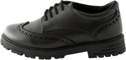 Next Meisjes Leren brogues voor school met grove vetersluiting en brede pasvorm (G) Zwart