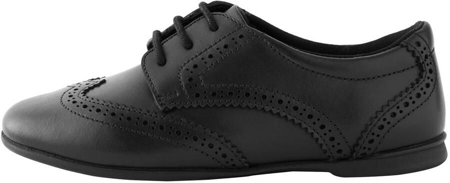 Next Meisjes Leren brogues met veters voor school brede pasvorm (G) Zwart