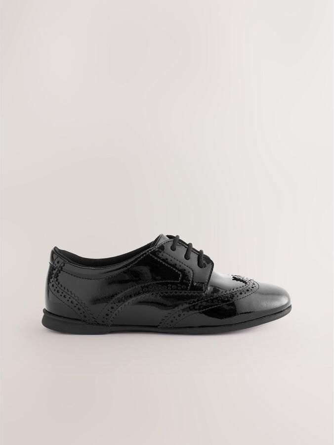 Next Meisjes Leren brogues met veters voor school Zwart