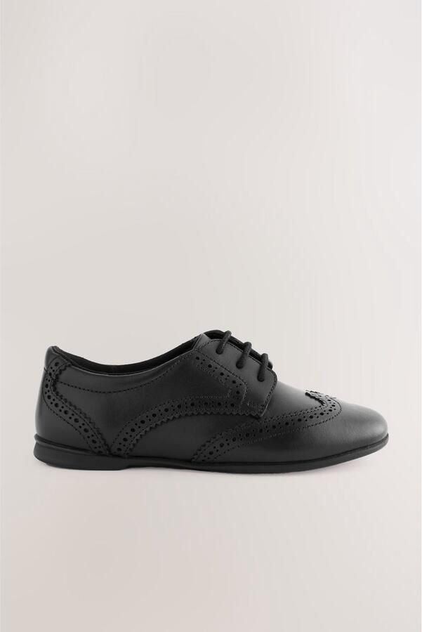 Next Meisjes Leren brogues met veters voor school Zwart