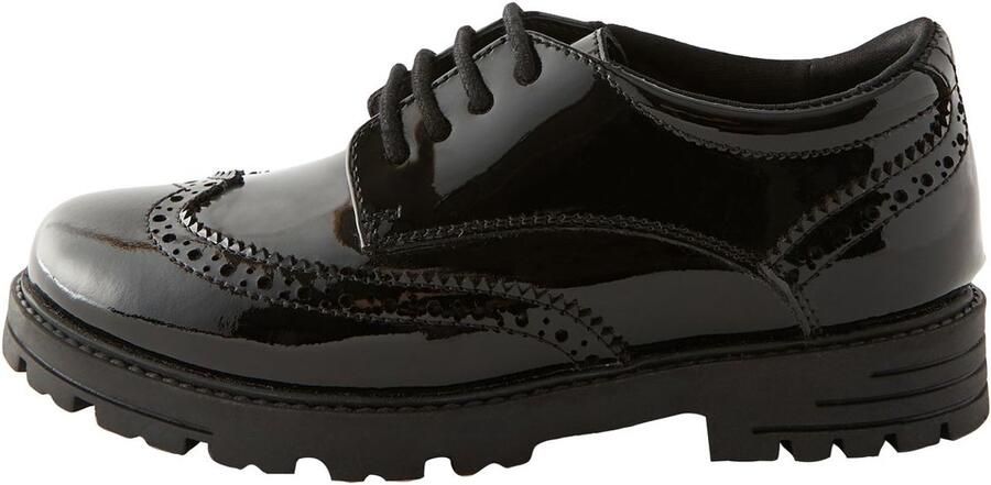 Next Meisjes Leren brogues voor school met grove vetersluiting en brede pasvorm (G) Zwart