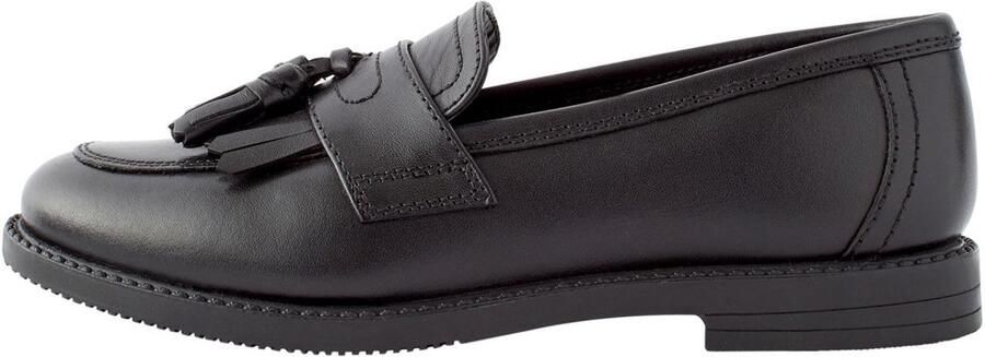 Next Meisjes Leren loafers met kwastjes schoolschoenen brede pasvorm (G) Zwart