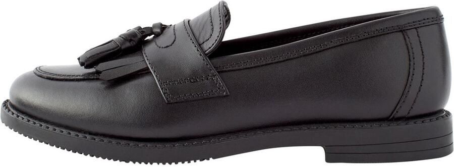 Next Meisjes Leren loafers met kwastjes voor school met smalle pasvorm (E) Zwart