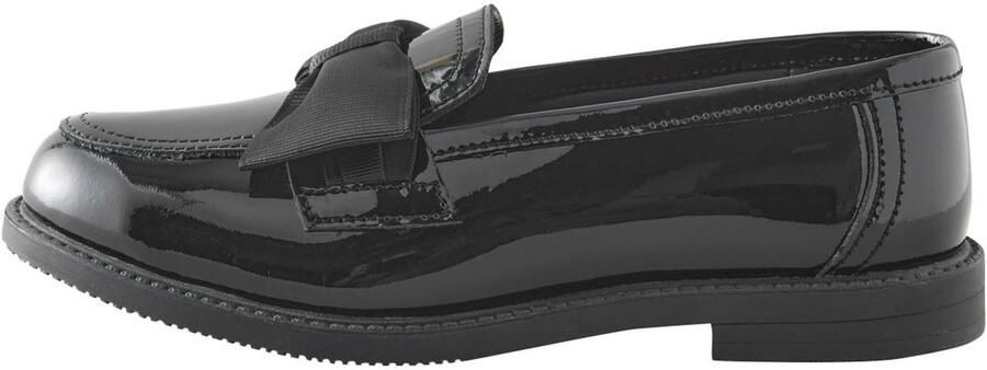 Next Meisjes Leren loafers met strik voor school met brede pasvorm (G) Zwart