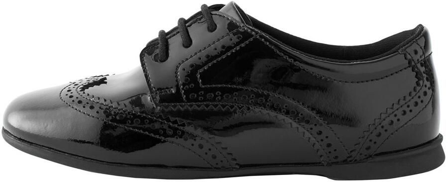 Next Meisjes Leren brogues met veters voor school brede pasvorm (G) Zwart