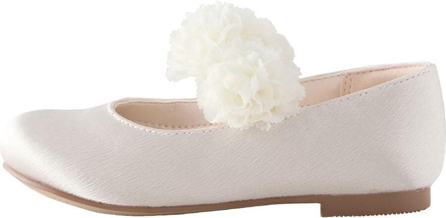 Next Meisjes Satijnen Mary Jane-schoenen brede pasvorm bloemenmeisje speciale gelegenheid (G) Crème