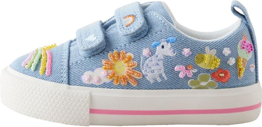 Next Meisjes Sneakers met dikke zool klittenbandsluiting en brede pasvorm (G) Blauw