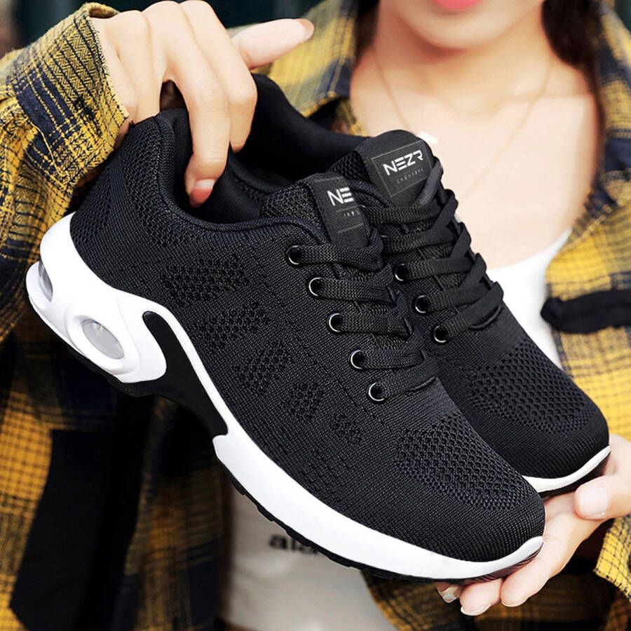 NezR Sneakers On Air Sneakers Dames Wandelschoenen Loopschoenen Sportschoenen Lichtgewicht en Comfortabel Zwart Let op: valt klein