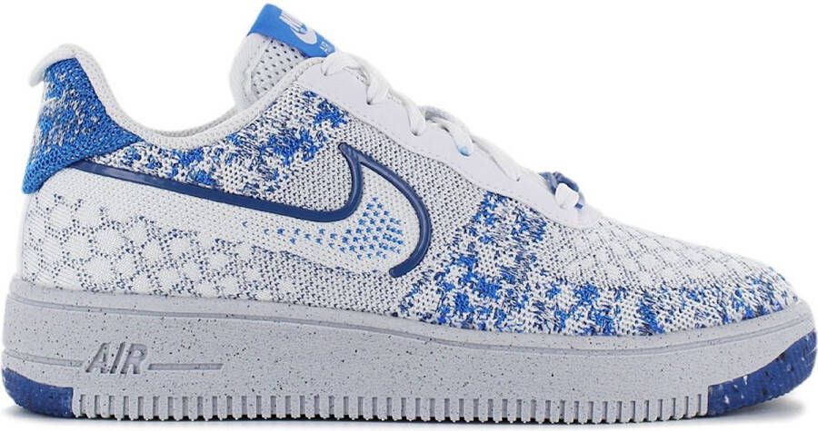 Nike Air Force 1 Low Crater Flyknit Dames Sneakers Schoenen Wit-Blauw AF1 DM1060