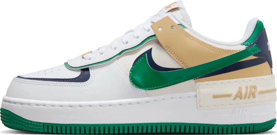 Nike Air Force 1 Shadow Dames White Malachite Sesame Midnight Navy- Dames White Malachite Sesame Midnight Navy