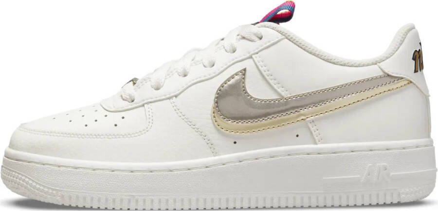 Nike Lage Sneakers Air Force 1 LV8 Double Swoosh Silver Gold Blanc