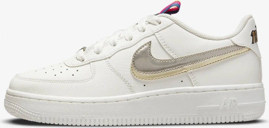 Nike Lage Sneakers Air Force 1 LV8 Double Swoosh Silver Gold Blanc