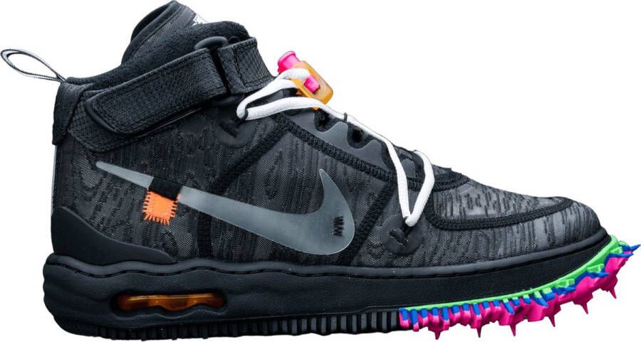 Nike Hoge Sneakers Baskets air force 1 mid off-white clear black maille noire