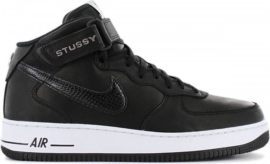 Nike Air Force 1 Mid SP Stussy Heren Sneakers Sportschoenen Schoenen Leer Zwart DJ7840 - Foto 2