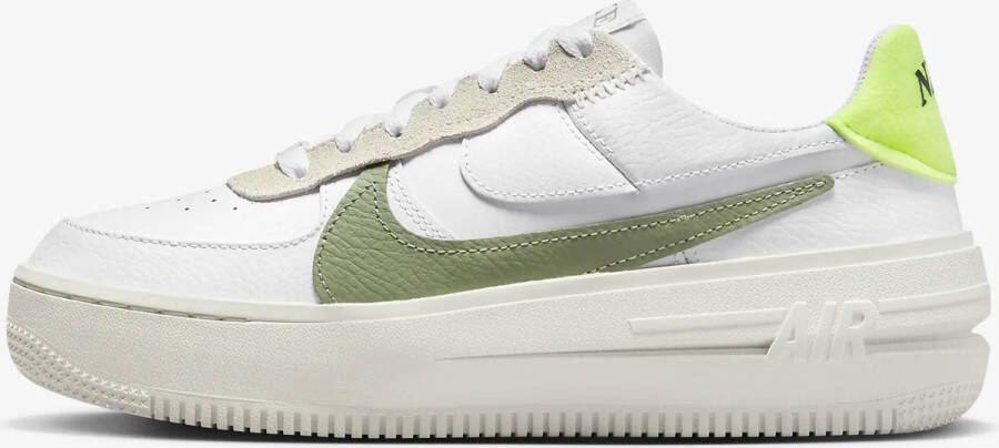 Nike Wmns Air Force 1 Platform Basketball Schoenen white oil green sail volt maat: 37.5 beschikbare maaten:37.5 39 40