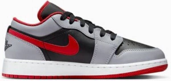 Nike Air Jordan 1 Low Heren Sneaker Zwart Rood Grijs Doos Zonder Deksel